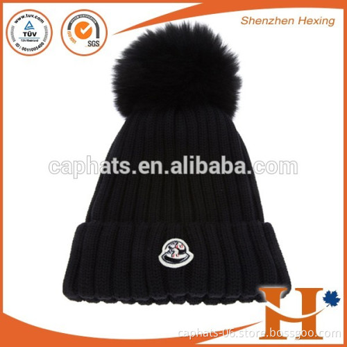 Factory wholesale custom fur pom beanie winter hats for men and women